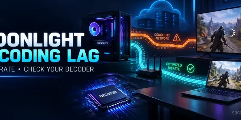 Moonlight decoding lag troubleshooting with bitrate, network, and client decoder indicators