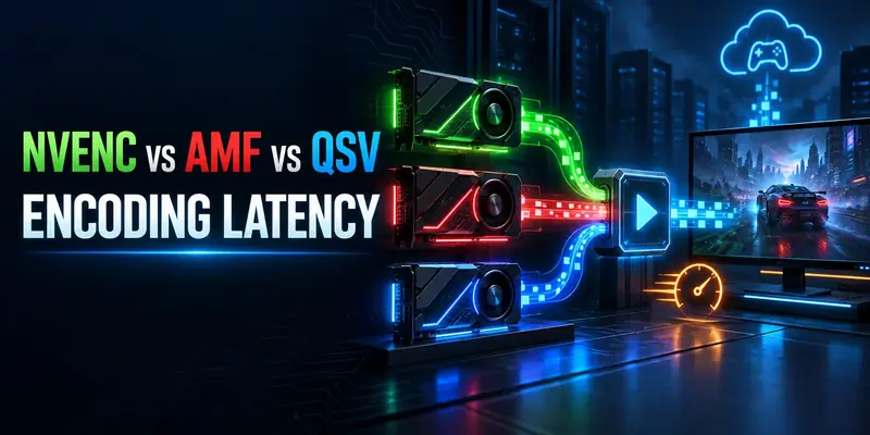 NVENC vs AMF vs QSV hardware encoders connected to a low-latency game streaming setup